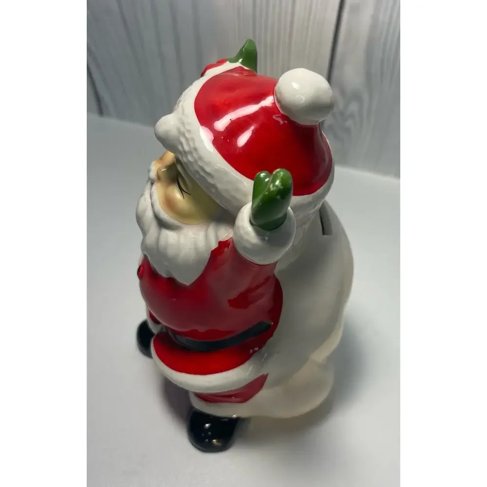 Santa w/ Sack Bank Very Cute Bright Clean Paint Excellent Condition Vintage MCM